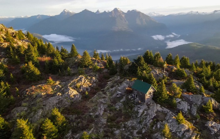 Our mountain hut near the summit of Tin Hat Mountain, British Columbia.