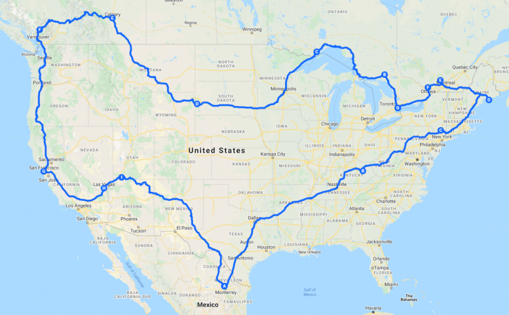 Travel route for our adventure year!