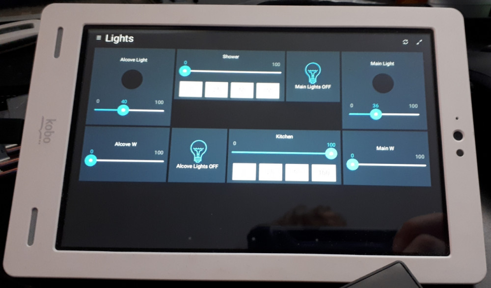 OpenHAB dashboard on the tablet.