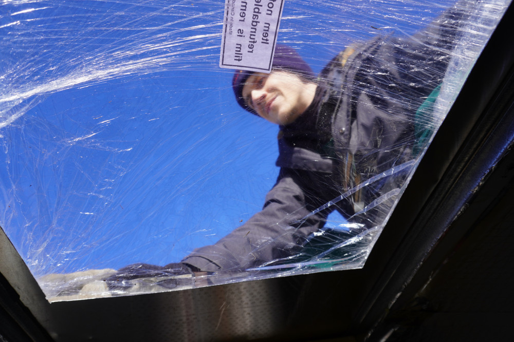 View through the skylight from the inside.