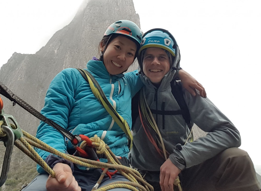 Mid-climb on Dope Ninja in El Portrero Chico!