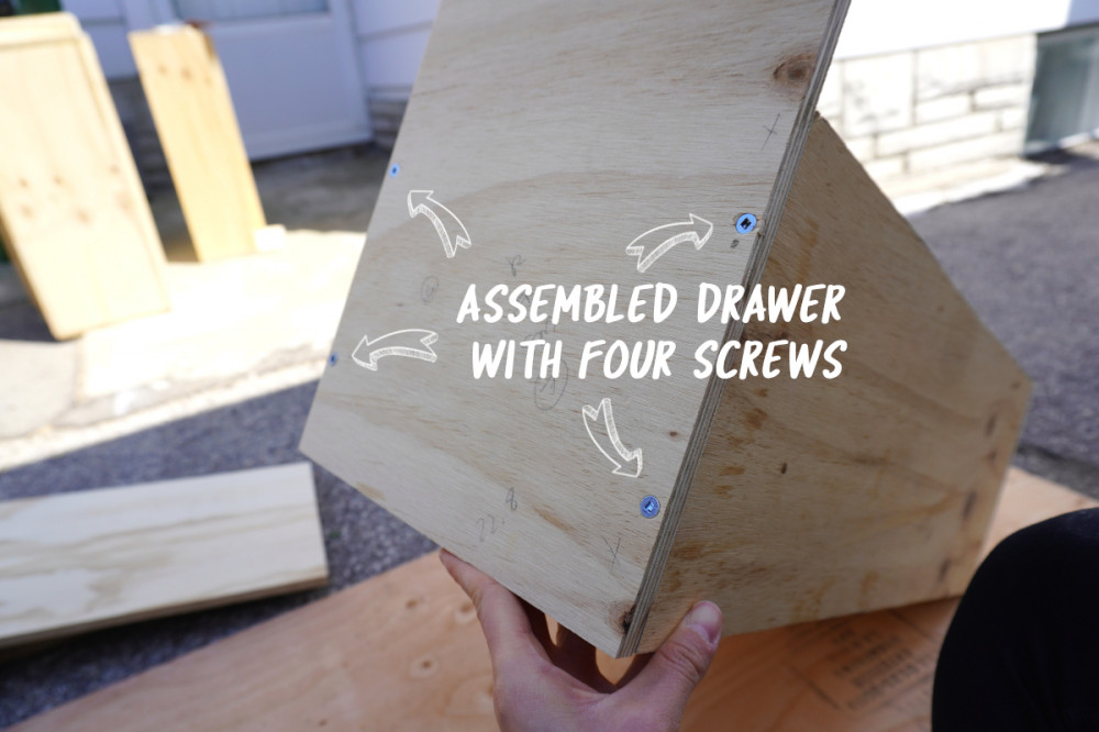 Your end goal. Fully assembled drawer with screws in place.