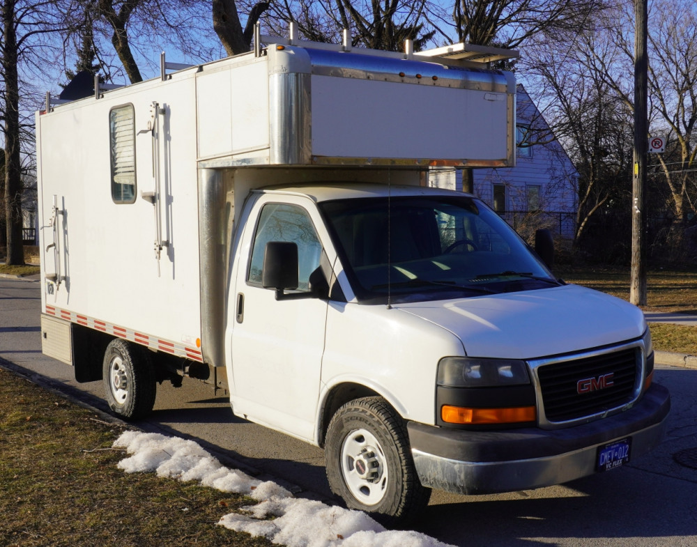 The box-van, now known as Cubert, from the front. It's not that big, right?